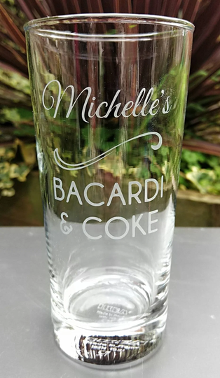 Personalised Bacardi & Coke Highball Glass, Engraved, Any Name & Drink Can Be Added, Engraved Birthday Gift, Christmas Gift