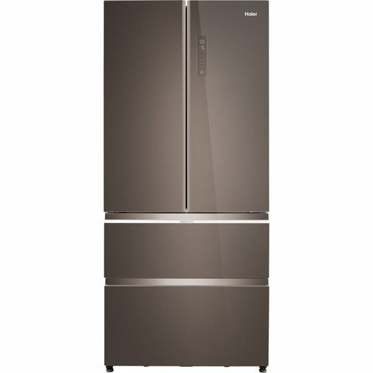 Haier HB18FGSAAA American Fridge Freezer - Titanium Glass
