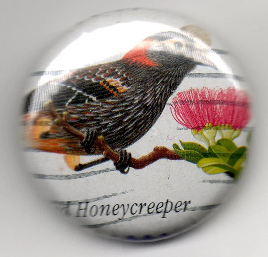 Crested Honey Creeper, 1 Inch Button Us Postage Stamp 1997