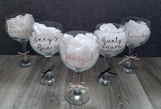 Personalised Gin Glass ~ Birthday Wedding Gift Bride Name Personalised Present
