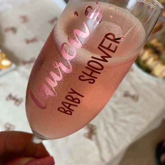 Baby Shower Name Decals Stickers For Champagne Or Wine Glasses