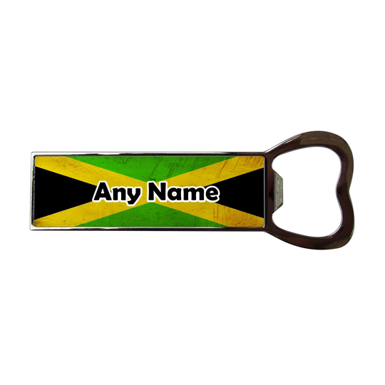 Personalised Jamaica Flag Print Bottle Opener Magnetic Fridge Magnet