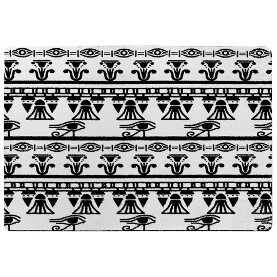 Maxwell Egyptian Eye of Horus Heiroglyphs Shaggy Black/White Rug