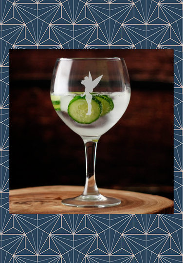 Tinkerbell Fairy Engraved Balloon Gin Glass. Beautiful Etched Personalised With Any Name. Design Won't Wear Off Like Vinyl.39