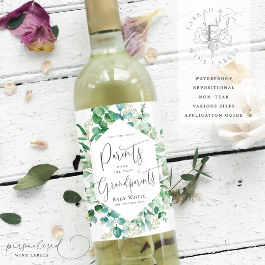 Pregnancy Announcement Wine Labels, Baby Bottle Label, Best Parents Make Grandparents Label | |Fewl25