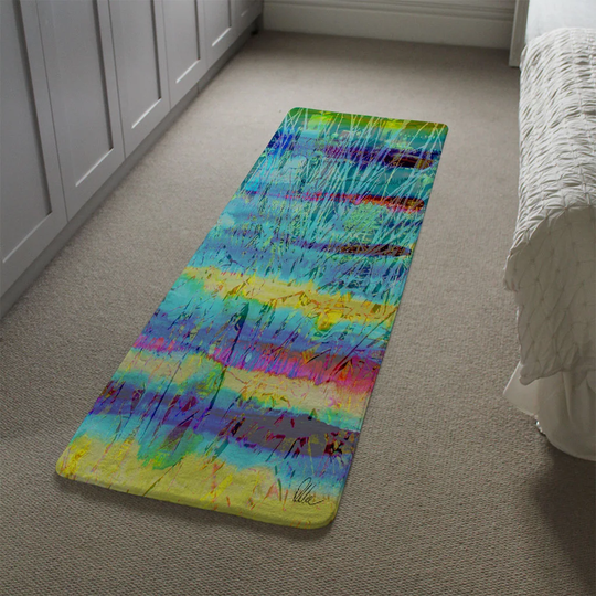 Marmolejo Branches Designer Shaggy Turquoise/Yellow/Green Rug
