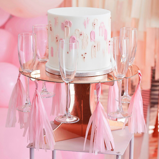 Rose Gold Cake Stand, Birthday Wedding Party Display Prosecco Champagne Glass Flute Holder