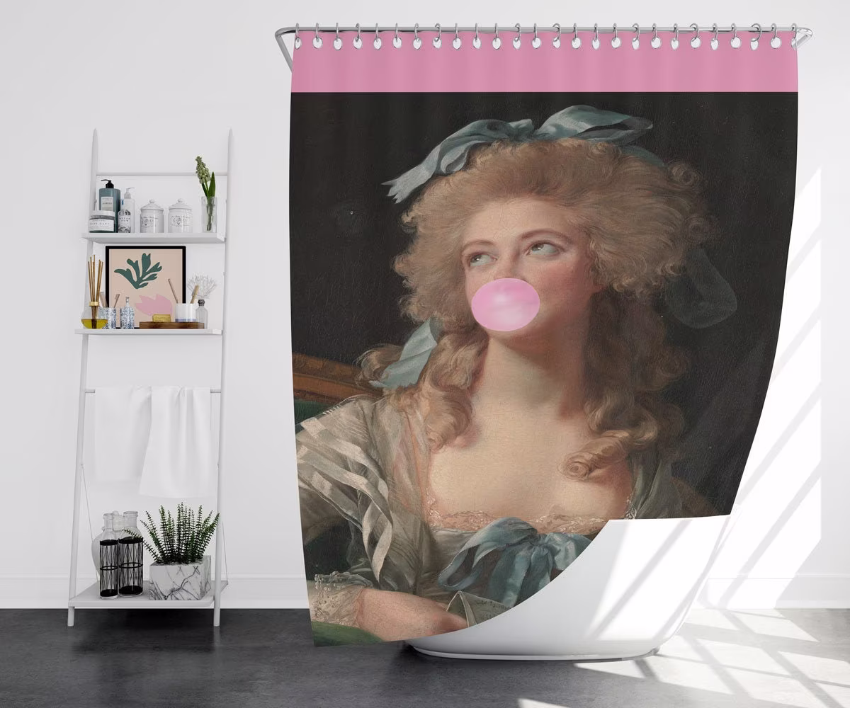 Pink Altered Art Shower Curtain - Vintage Portrait