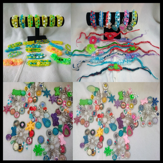 12 To 160Pc. Mix Assorted Random Loom Bracelets-Beads-Bulk-Friendship Bracelets-Party-Crochet-Jewelry-Glow-In-The-Dark-Keychain Charms