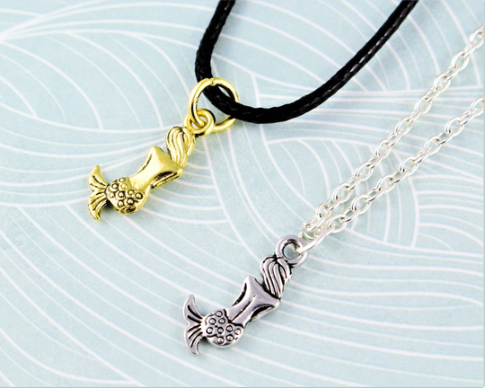 Mermaid Necklace, Silver Or Gold, Dainty Charm Fairy Tale Jewellery, Fantasy Jewelry, Gifts