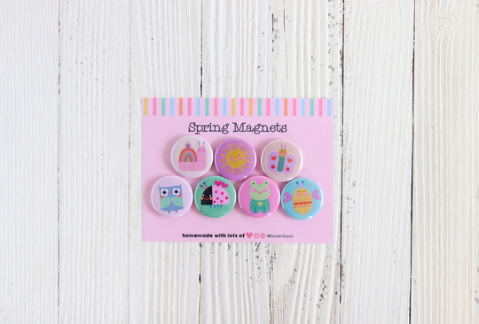 Spring Magnet Set Of 7 | Refrigerator Gift For Friend Cute Animals Fridge Magnets