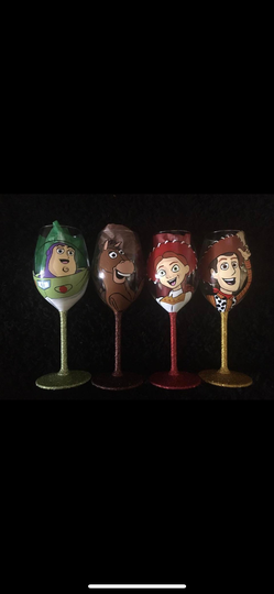 Toy Story Handpainted Wine Glass