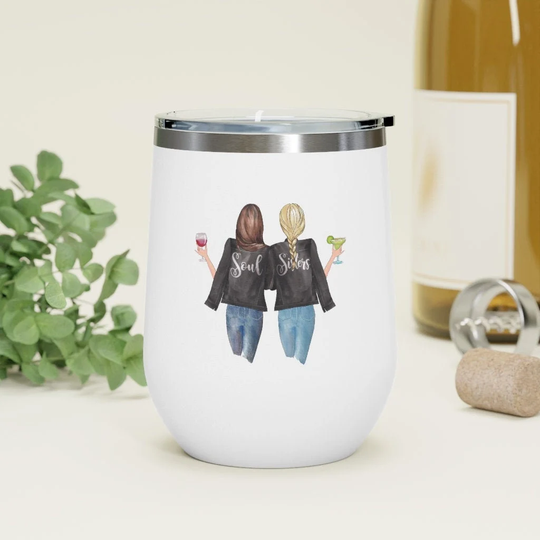 Soul Sisters Wine Tumbler Gift For Best Friend Birthday Gift Bestie Soul Sister Insulated Wine Tumbler With Lid