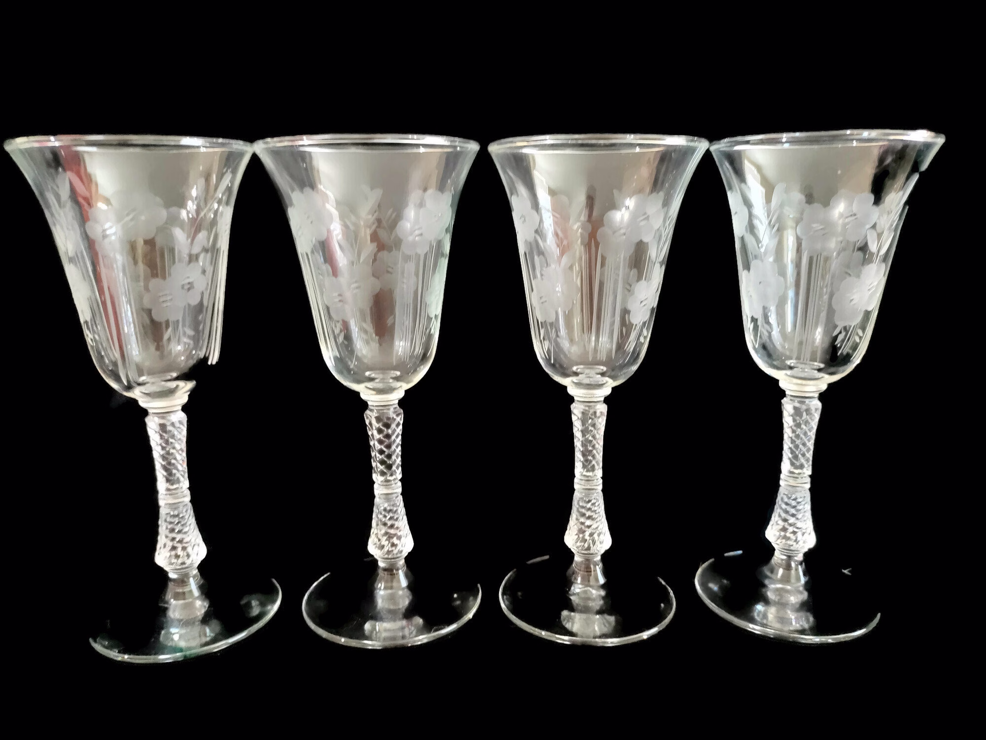 Grecian By Rock Sharpe Stem #3007 Set Of 4 Water Goblets Prestine