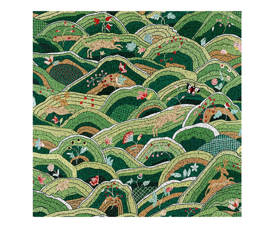 Green Field Entrance Door Mat, Japanese Mountains Patio Doormat, Anti Skid PVC Coil Mats For Home, Washable Entryway Doormat