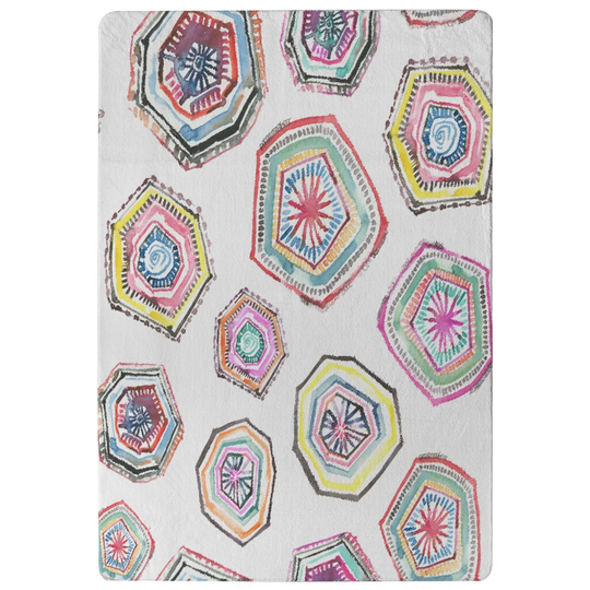 Hernandez Hand Painted Watercolour Designer Shaggy White/Orange Rug