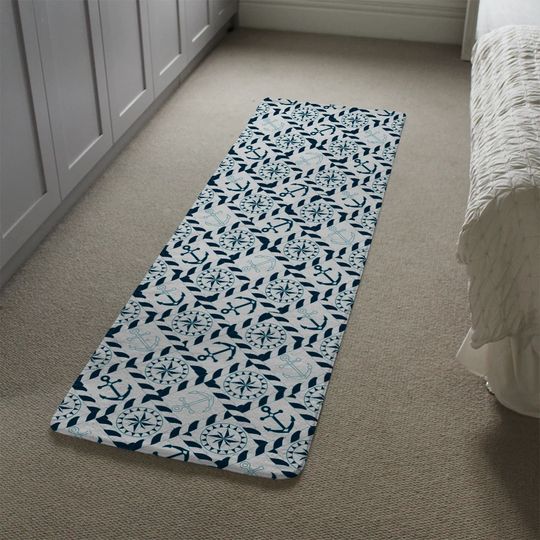 Lemaster Nautical Elements Designer Shaggy White/Blue Rug