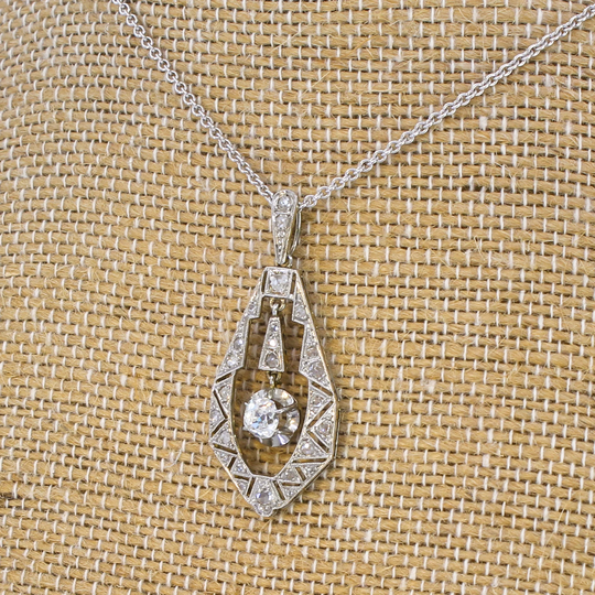 Edwardian 0.93 Carat Old Cut Diamond Pendant, Circa 1910
