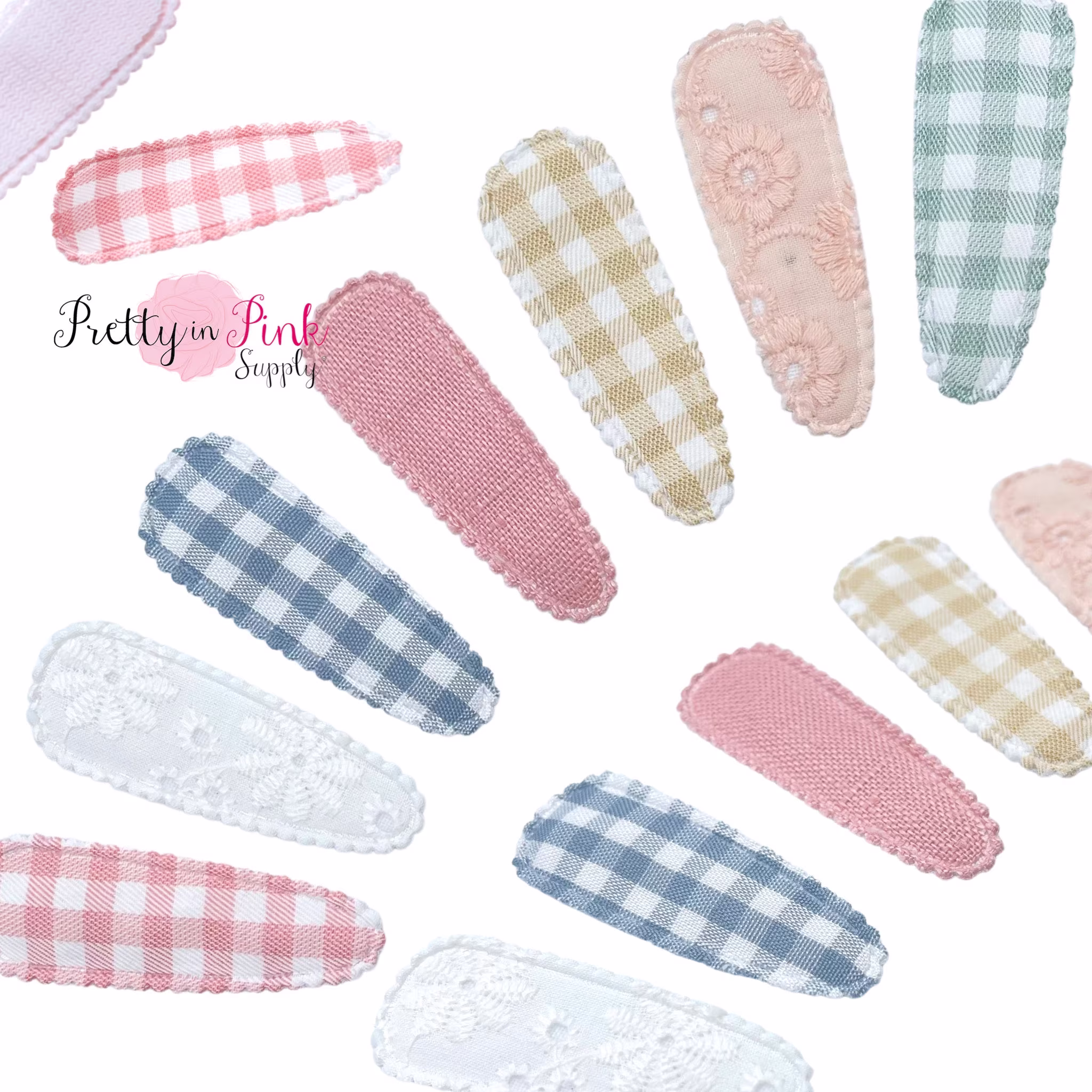 Hair Clip Cover | Shaker Bow Supply Multi Color Plaid Or Solid Fabric Snap Craft Patterned Fabric Clip Covers