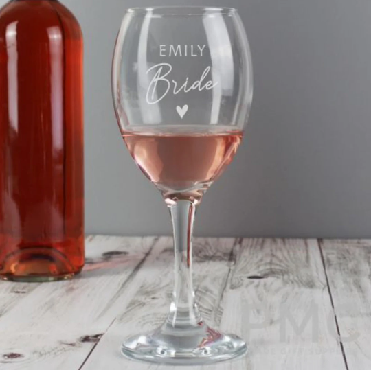 Personalised Bride Wine Glass - Wedding Gift | For Her To Be Hen Party
