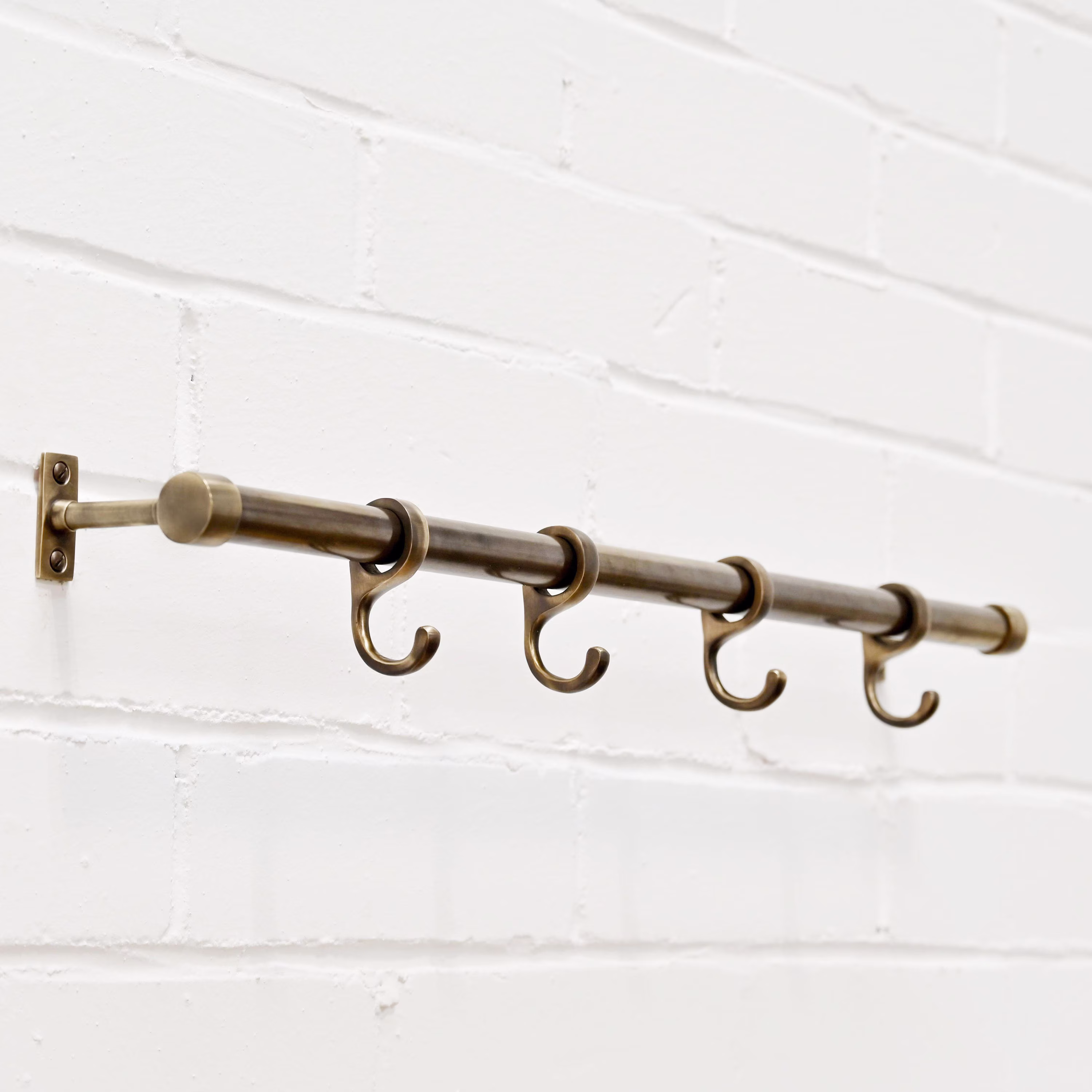 Aged Brass Hook Rail - Kitchen Utensil Pot Pan Hanging Wardrobe Clothing Curtain Bathroom Towel Shaker Solid Quality UK
