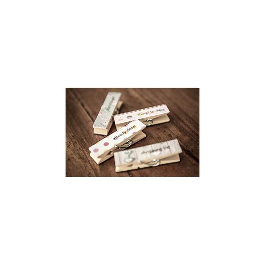 Set Of 4 Fridge Magnets Shabby Chic Wooden Pegs Clips Floral Design