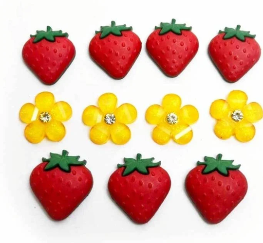 Fresh Strawberries & Flowers Button/Embellishment