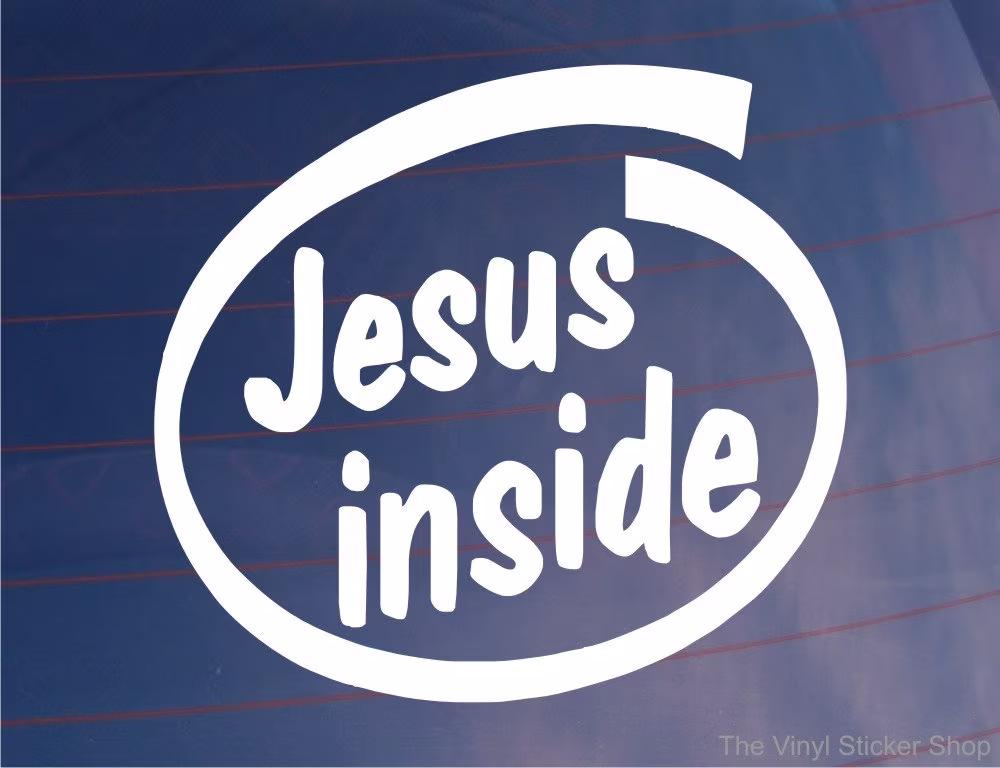 Car Sticker Jesus Inside Funny Cute Novelty Window Bumper Boot Door Decal Present