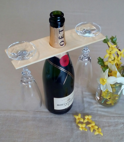 Wedding Gift - Wine/Champagne Glass Holder Wooden For Glasses Engagement Present