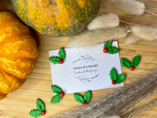 Mini Holly Magnets | For Fridge Notice Or Pin Board Handmade Holly, Xmas Canes & Toadstools Secret Santa, Teacher Gift Christmas