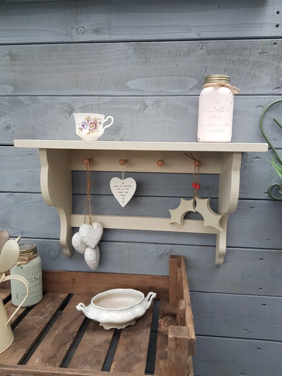Wooden Shaker Peg Shelf Wall Mounted Coat Rack Bespoke Ornate Outta Brackets Solid Wood Painted Open Back Bathroom Storage Kitchen