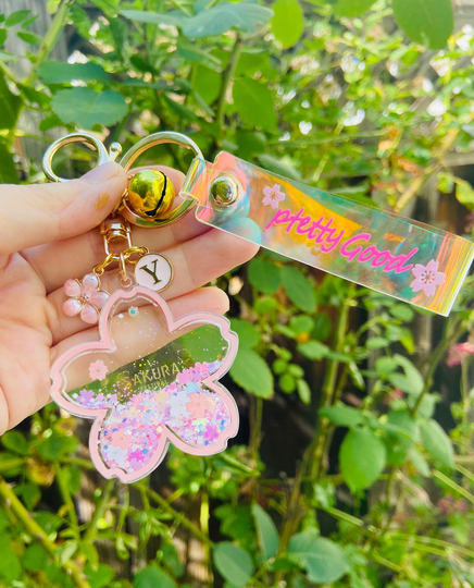 Personalizd Sakura Liquid Shaker Keychain/Custom Keychain/Sakura Quicksand Floating Keychain/Personalized Gift/Cherry Blossom
