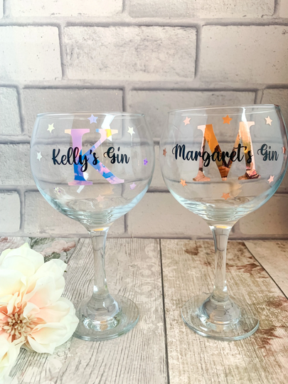 Personalised Gin Glasses, Gin Glass With Name, Birthday Glass, Name Gift, Custom Initial