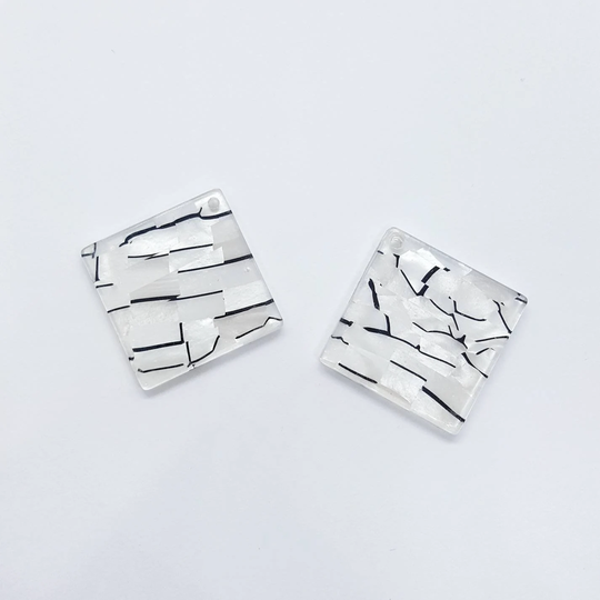Ice Cube Earring Pendants, Acetate Charms, Findings For Jewellery Making, Supply Store, 2 Pieces