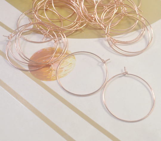 50/200Pcs Rose Gold Hoops Earwire, 30mm Plated Beading Hoops, Diy Earring Hoops, Earring Findings, Rose Wine Charm Rings