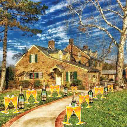 Champagne Bottles & Glasses Pathway Markers, 14Pc New Year Or Birthday Yard Card Lawn Sign Set