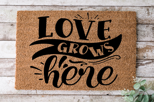 Love Grows Here, Door Mat, Funny Doormat, Wedding Gift, Housewarming Gift, Home Welcome Closing Gift - 46
