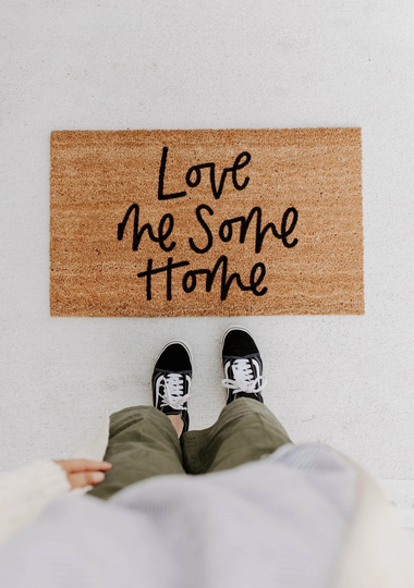Love Me Some Home Doormat | Hello Welcome Mat Hand Painted, Custom Cute Outdoor Wedding Gift Housewarming