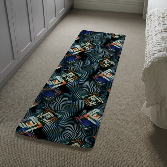 Maddy Designer Shaggy Black/Blue/Orange Rug