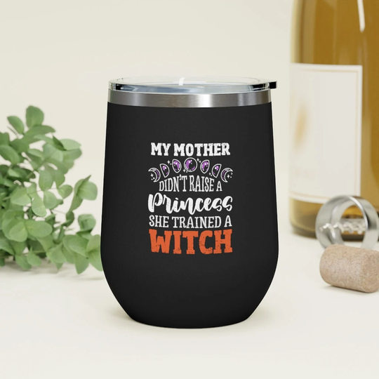 Halloween Wine Glass Wicca Pagan Gift Moon Phase Design 12Oz Insulated Tumble