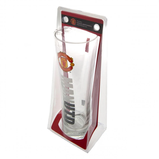 Manchester United Fc Tall Pilsner Style Beer Glass - Official Merchandise New UK