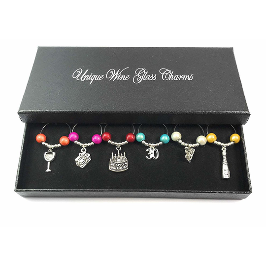 30th Birthday Gift Wine Glass Charms with Gift Box