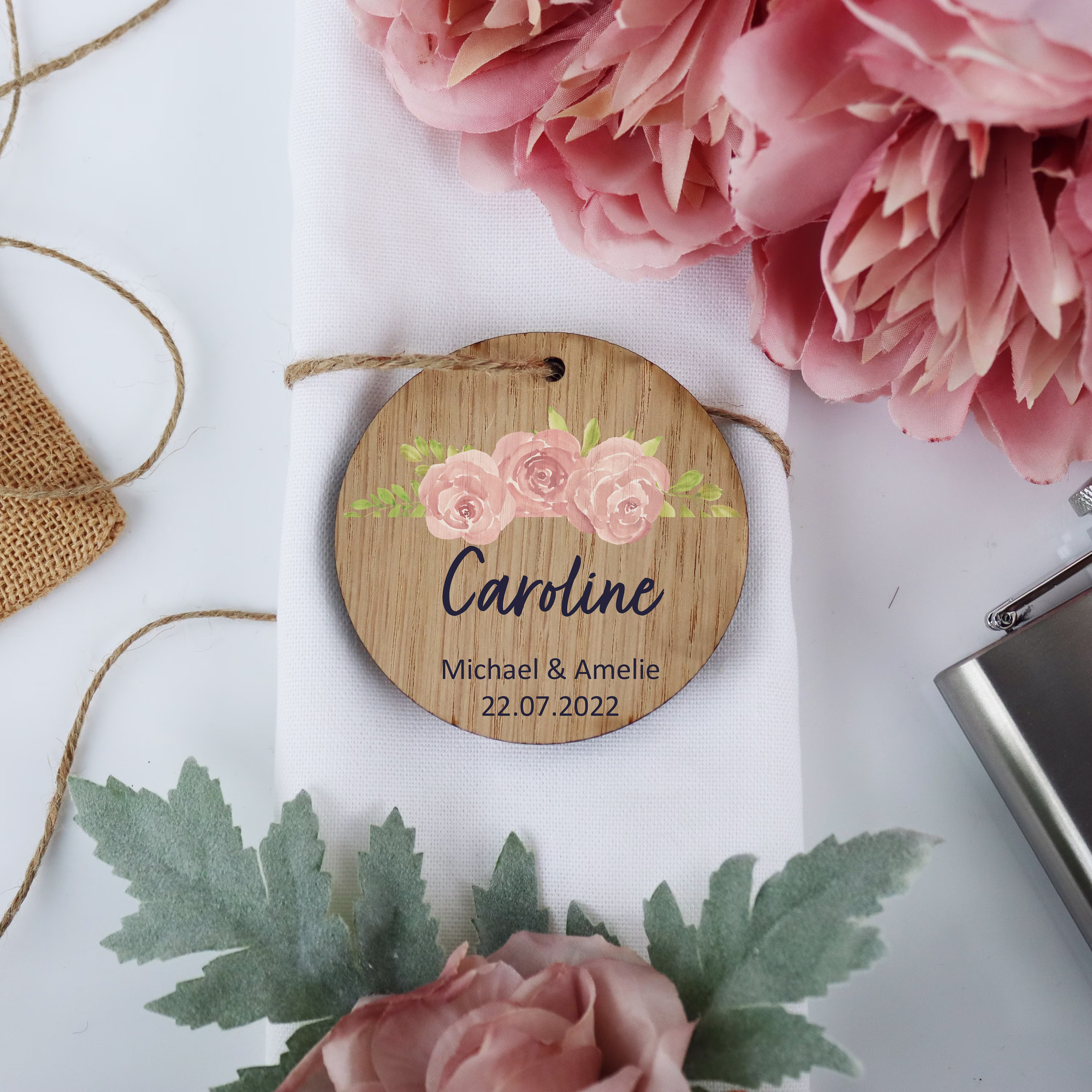 Personalised Printed Wooden Wedding Place Settings | Table Name Favours Rustic Theme Ideas