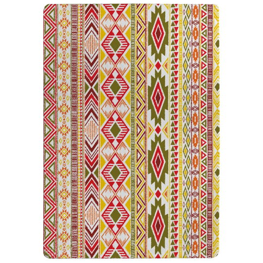 Keene Aztec American Indian Shaggy Yellow/Green/Red Rug