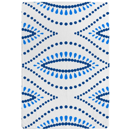 Esposito Seamless Boho Intricate Ogee Designer Shaggy White/Blue Rug