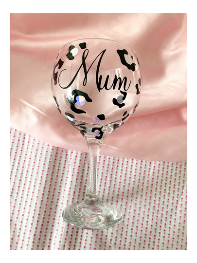 Personalised Leopard Print Gin Glass Opal Pink | Birthday Gift Christmas