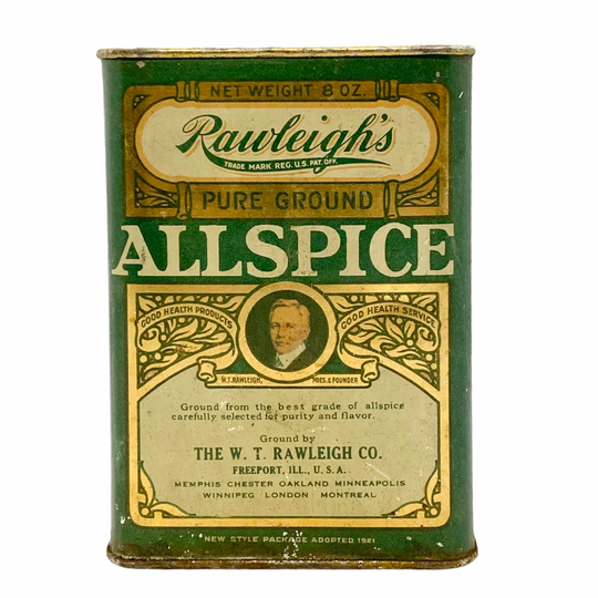 1920S Antique Rawleigh's Spice Tin 8 Oz All Pry Lid Litho Advertising W T Rawleigh Co Freeport Illinois Collectible Kitchen Decor