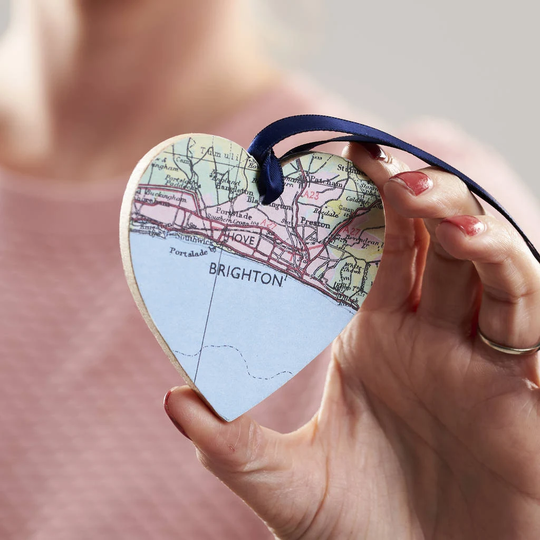 Personalised Wooden Heart Map Decoration| | Birthday Gift Handmade For Women