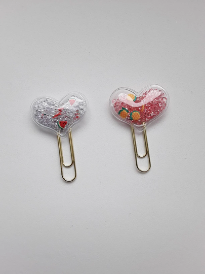 Beautiful Fruit Shaker Clips Filled With Moveable Sparkly Fruits. Planner Gifts. Stationery. UK Seller