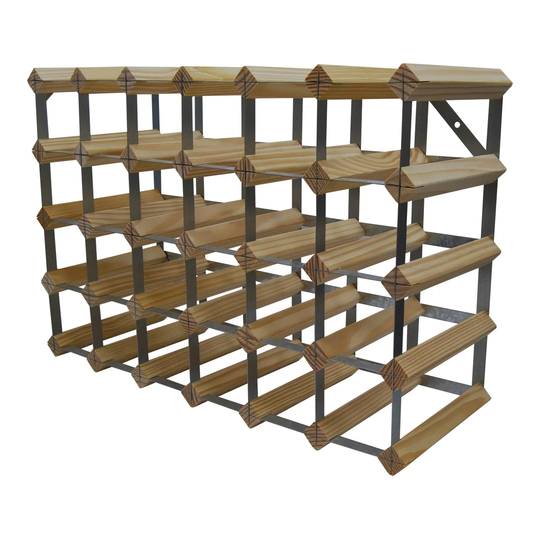 Wine Rack, Wood, Natural Pine, 30 Bottles